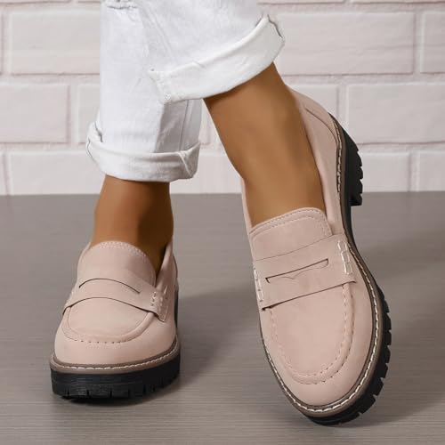 Image of Womens Loafers Shoes Platform Chunky Penny Loafer Lug Sole Comfortable Slip On Work Office Business Casual Dress Shoes, US Size 5-11.5