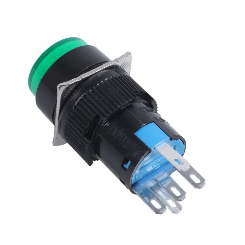 Commutateur AC 250V 5A SPDT avec finition lumineuse LED verte 220V