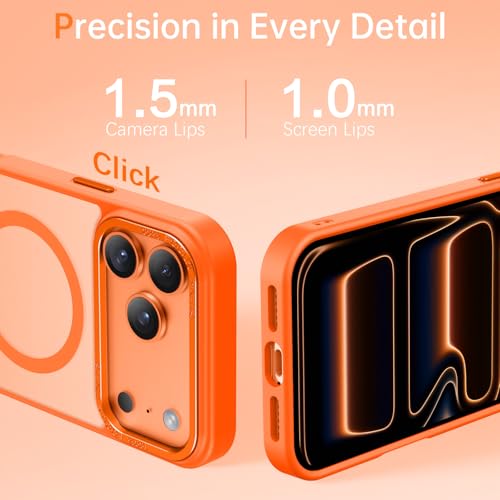 Image of BENTOBEN Magnetic for iPhone Pro Case Translucent Matte Pro Phone Case Slim Shockproof Women Men Girls Boys Protective Cover Cases for iPhone Pro 6.1 inch, Orange