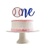 Baseball One Cake Topper- Glitter, Baseball 1st Birthday Decorations, Baseball 1st Birthday Cake Top