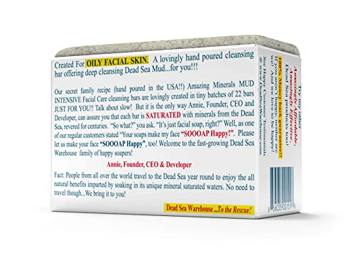 Miniatura 2 de Dead Sea Warehouse Amazing Minerals Mud - Barra de cuidado facial intensivo de 5.2 onzas - Jabón de barro del Mar Muerto - Todo natural - Limpiador