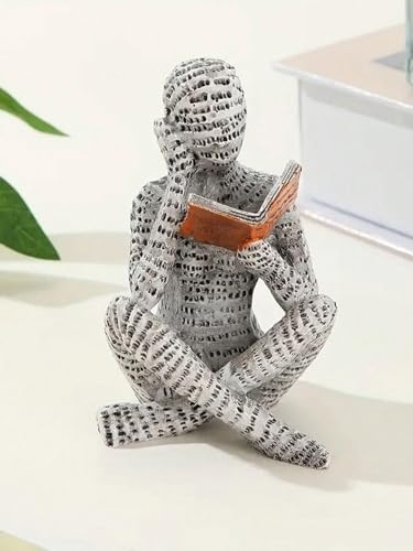 HUZHIBING Pulp Reading Women Figurine, Reading Statues for Home Decor, Thinker Statue Decor Modern Figurines Abstract Sculpture for Home Decoration Living Room Office Bookshelf Shelf Table (A)
