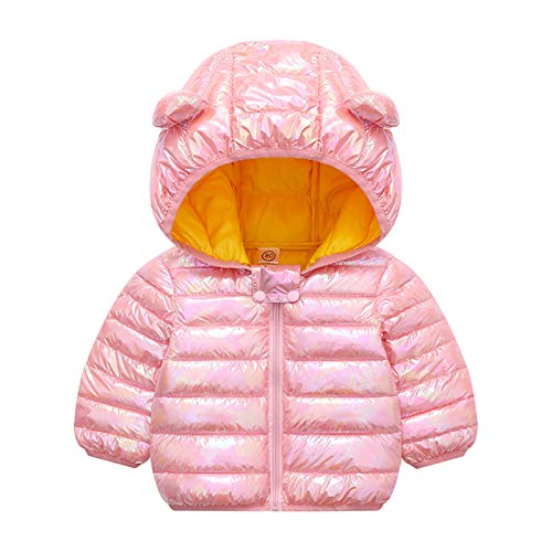 HILEELANG Toddler Baby Girl Winter Puffer Coat Pink Hooded Light Weight Padded Cotton Outwear Jacket Coat 12 M