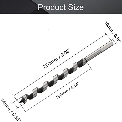 Utoolmart Auger Drill Bit Wood Hex Shank 14X230Mm Cutting Dia High Speed Steel For Electric Bench Drill Woodworking Carpentry 1 Pcs #TOP1