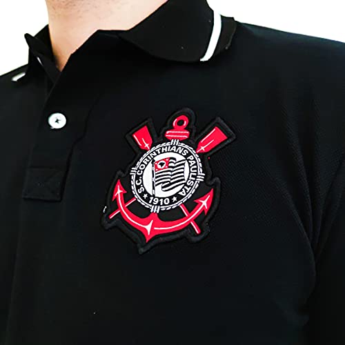 Camisa Corinthians Polo Preta Spr Oficial (P)