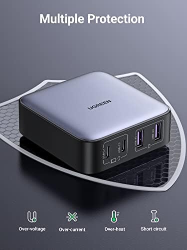 UGREEN 65W USB C Charger Nexode GaN 4-Port Fast Desktop Charger Power Adapter Compatible with MacBook Pro, Dell XPS, iPhone 14/13/12 Series, iPad, Galaxy S22, Steam Deck