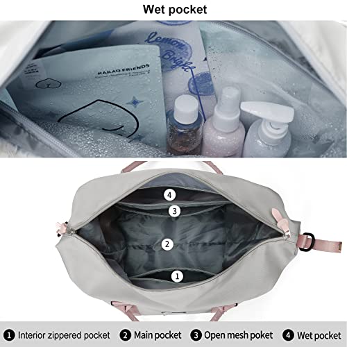 Travel Duffel Bag,Sports Tote Gym Bag,Shoulder Weekender Overnight Bag for Women - Thumbnail 4