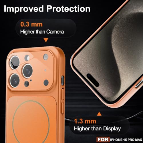 Image of SHINESTAR iPhone 15 Pro Max Case - Premium Shockproof Protective Cover, Wireless Charging Compatible, Slim & Durable Luxury Back Cover with Camera Protection (Orange)