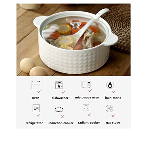Keramik Suppenterrine mit Deckel und Schöpflöffel Set, Mikrowellen- und Spülmaschinenfest, Ideal zum Servieren und Warmhalten von Suppe