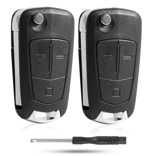 Yosemy Lot de 2 Compatible avec Coque Clé Opel Boîtiers de Clé de Voiture à 3 Boutons pour Adam Insignia Mokka Zafira Astra Meriva Pilot