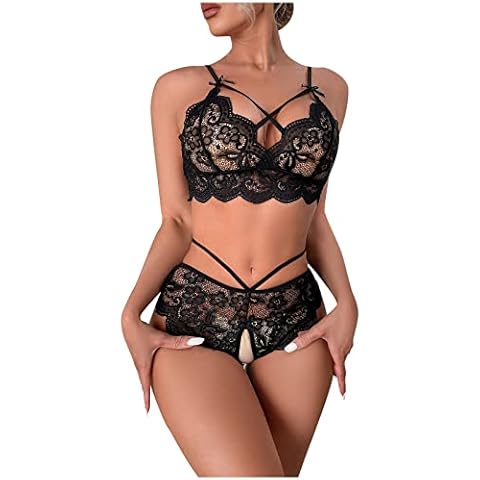 Räumungsverkauf! BHS für Frauen Damen Mode Sexy Dessous Fischnetze Spitze Blumen Hohl Sexy Neckholder Mesh Tanga Anzug Klebe-BHS Cover