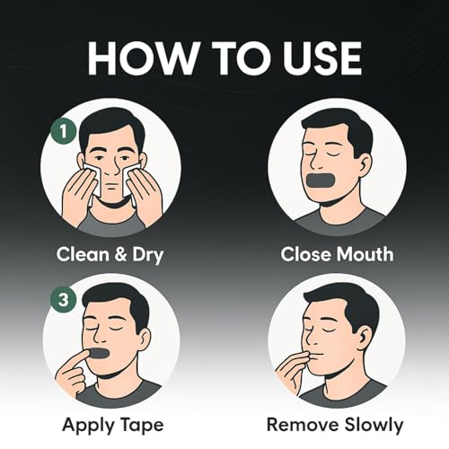 Image of Mouth Tape for Sleeping Adults or Kids, Black, 30 Pcs | Anti Snoring Sleep Strips, Mouth Breathing Stopper for Nose Breathing & Better Sleep, Hypoallergenic Adhesive