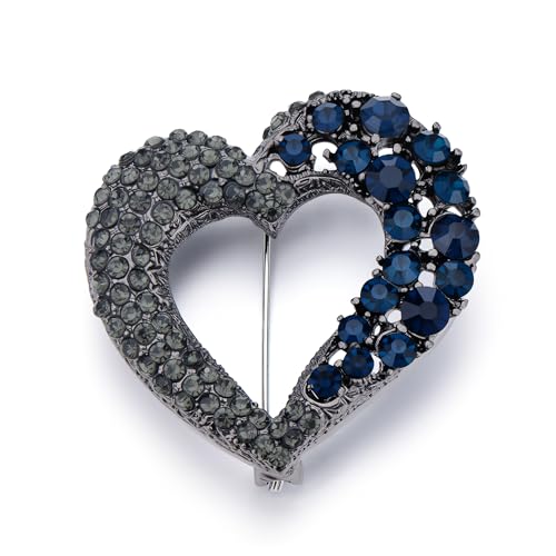 Image of Heart Brooches for Women Rhinestone Crystal Heart Brooch Pin Gift for Wife Girlfriend