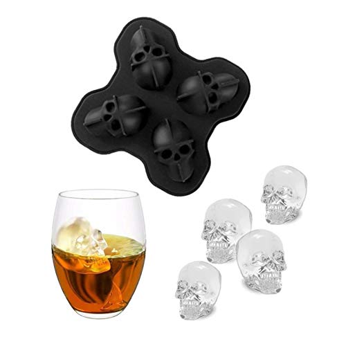 Stampi Ghiaccio Cubetto Di Ghiaccio 3D Teschio Stampo In Silicone Quattro In Uno Ghiacciaia Dal Design Creativo Fai-Da-Te Può Essere Utilizzato Per Preparare Cocktail, Whisky, Birra, Nero