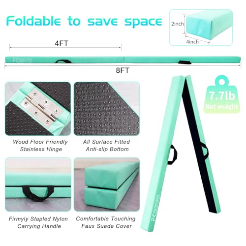 FC FUNCHEER 8FT Folding Balance Beam -Gymnastics Floor Beam - Gymnastics Equipment- Anti-Slip Bottom - Suede Cover - Carry Bag for Kids/Adults Home & Gym Center - Thumbnail 2