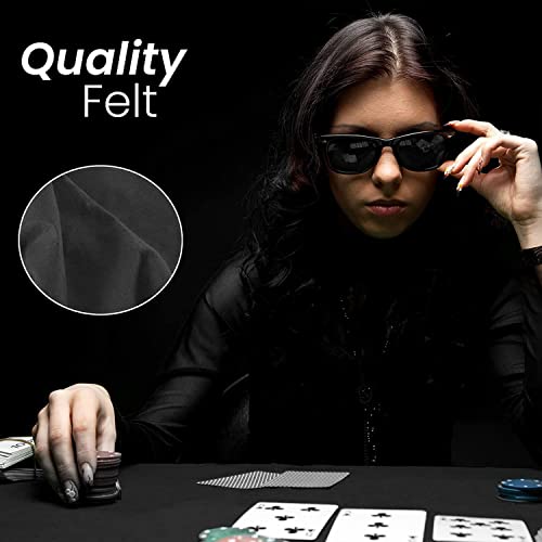 Poker Table Cover Felt for Games Fitted Round Black Tablecloth Elastic Tables 36 or 42 in to 48 inches (Black, 36) - Thumbnail 6
