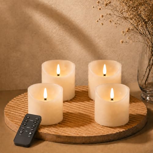 Image of 3 inchx3 inch Real Wax Flameless Candless with Remote & Timer, 4 Pack