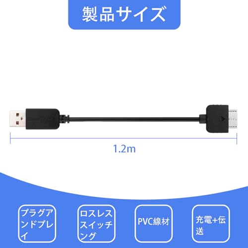 FineGood 充電器 PSVITA(PCH-1000） 1個セット 1.2M USB充電 データケーブル 充電 データ同期 ケーブル USBケーブル PlayStation Vita/PSVita 1000対応 電源アダプタ