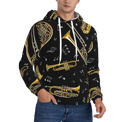Pull en polyester homme imprimé instruments musique décontracté