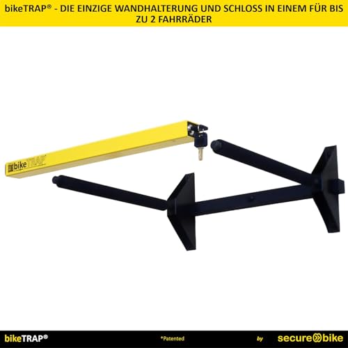 bikeTRAP - Fahrradträger und Schloss in einem, zum Aufhängen von bis zu 2 Fahrrädern. Hochsicherer Wandfahrradständer und Anti-Diebstahl-Schloss für Garage, Hinterhof, Abstellraum, etc.