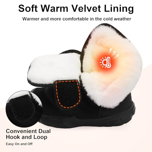 QFH Toddler Boys Girls Winter Warm Shoes Water-Resistant Comfy Non-Slip Snow Boots Cold Weather Insulated Outdoor Walking Shoe4