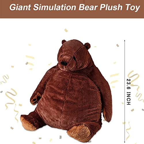 23.6/39.3 Inch Djungelskog Bear Pillow,Djungelskog Bear Plush,Giant Simulation Brown Bear Plush Toy