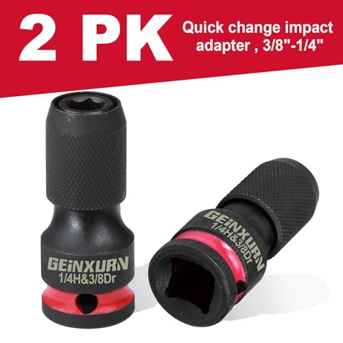 Geinxurn GIAD1438-002 2Pcs Impact Screwdriver Bit Holders, 3/8-Inch Square Drive To 1/4-Inch Quick Release Hex Socket Adapter thumb #1