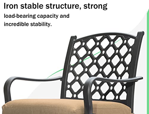 Domi Outdoor 7 Pcs Patio Dining Set, Metal Dining Table, Swivel And Dining Chairs Conversation Set With Removable Beige Cushions For Garden Lawn Yard #TOP2