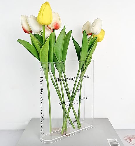 Book Vase For Flowers, Unique Flower Vases, Cute Acrylic Vase, Aesthetic Vases Gifts For Women, Dorm Room Essentials For Bookshelf, Bookcase, Desk, Bedroom, Room, Office, Home Decor (Transparent) #TOP3