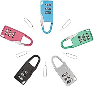 5 Pcs Combination Padlock ,Luggage Lock Code Lock, Security Padlock for School Locker Gym Outdoor Shed Locker Hasp Cabinet Gate,Silver/ Green/Red/Blue/ Black Colour