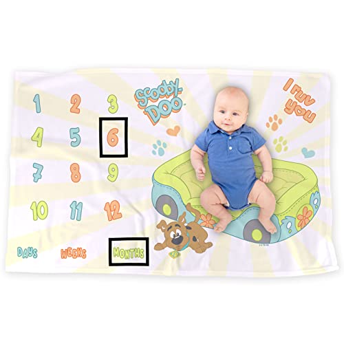 Image of LOGOVISION Scooby Doo! Baby Milestone Blanket, 36"x58" I Ruv You, Unisex for Baby Boy and Girl