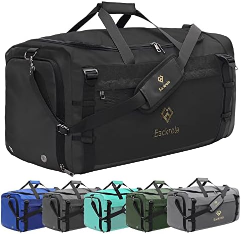 Eackrola Large Sports Gym Bag, Travel Duffel bag with Wet Pocket & Shoes Compartment for men women, 65L, Lightweight