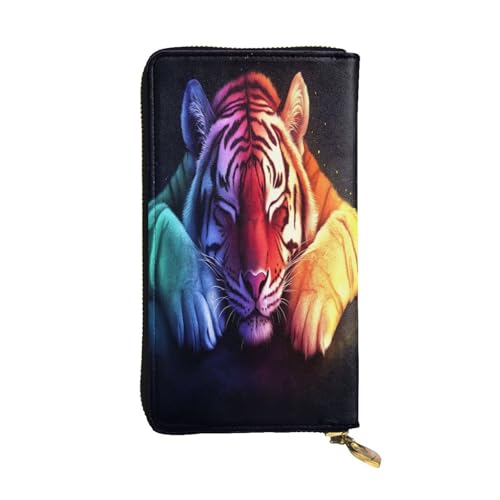 The Colorful Tiger Premium Leather Wallet with Metal Zipper, Multiple Card Slots Cash Pockets, ideal Gift for Her or Him