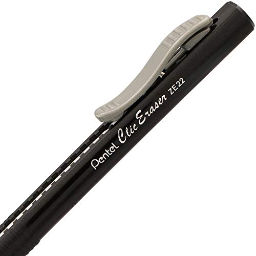Pentel Clic Eraser Grip, Retractable Eraser, Black Barrel, Box Of 12 (Ze22A) #TOP5