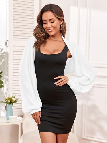 ZAFUL Open Front Cropped Bolero Cardigan for Women Bolero Shrugs for Evening Dress Strechy Crochet Knit Top — view 5