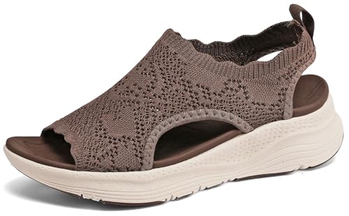 YESWIN Womens Orthopedic Walking Sandals Arch Support Comfort Slip-On Sport Sandals Open-Toe Athletic Sandals for Plantar Fasciitis Summer Beach Casual by YESWIN - Used condition - US$31.12