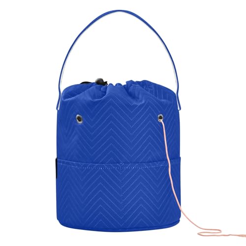 Bolsa de crochê International Blue Yarn Bag com furos para acessórios de crochê, agulhas de tricô