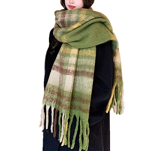 OUNIYA Large Chunky Plaid Scarf Winter Women Oversized Blanket Scarves