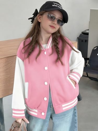 Cromoncent Boys Girls Color Block Varsity Jackets, 18 Months - 14 Years2