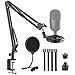 Microphone Stand Suspension Scissor Boom Arm Mic Stand with Pop Filter, Shock Mount and Cable Ties, Upgraded Heavy Duty Clamp for Razer Seiren Mini USB Streaming Microphone
