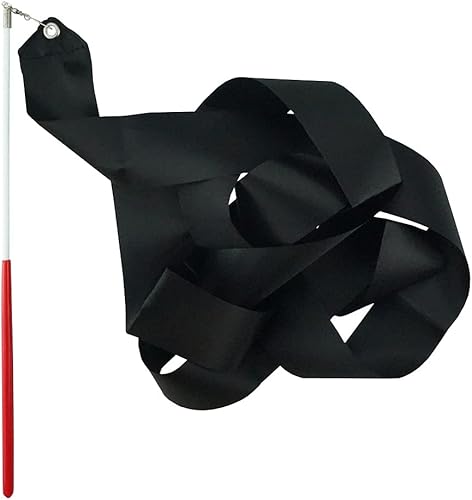 Miniatura 3 de Varitas de gimnasia rítmica negra, serpentinas de alabanza para niños, espectáculos de talentos de baile artístico, paquete de 2