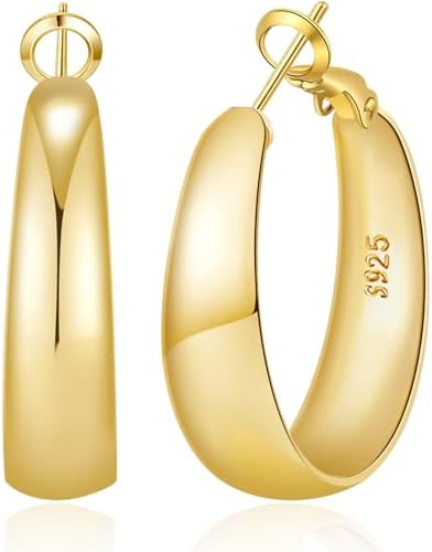5-8mm Tapered Design Thick Large Hoop Earrings for Women Trendy H...