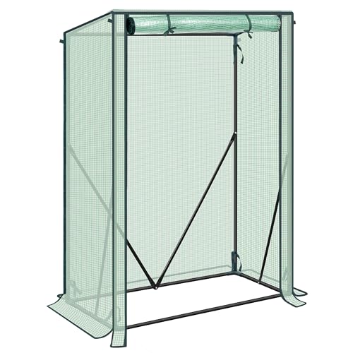 WOLTU Invernadero Verde de Jardín para Plantas, Invernadero de Tomates, con Tela Impermeable y Resistente a rasgaduras de PE con Puerta Enrollable, 100x50x150/136cm, Verde