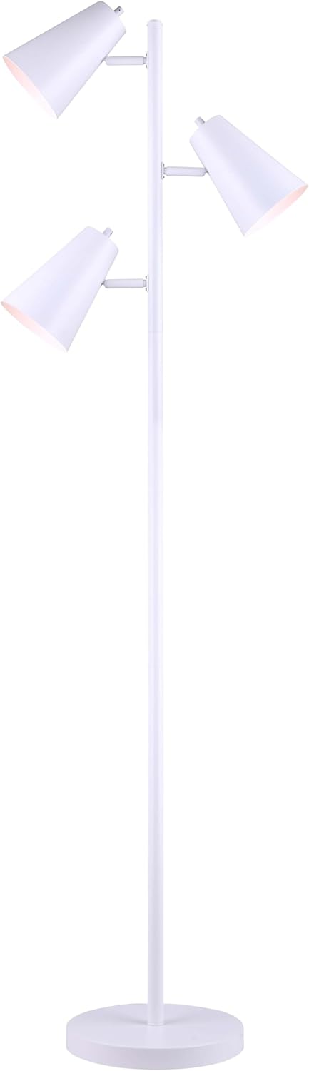 ORLI 3 Light Floor Lamp Matte White Finish Modern Minimalist Design On/Off Switch on Socket 17.5 x 67 x 11 Inches for Living Room or Bedroom