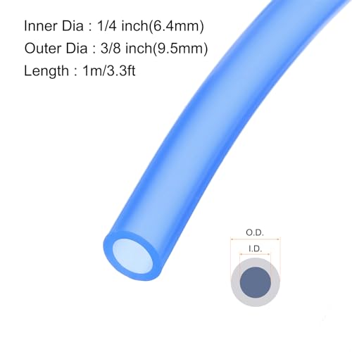 Image of 1m(3.3ft) 6.4mm(1 /4 inch) ID x 9.5mm(3 /8 inch) OD Silicone Tubing Blue Industrial Plastic Tubing Pure Silicone Hoses for Pump Siphoning Draining Irrigation Brewing