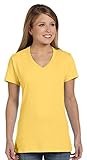 Hanes Women's Nano- V-Neck T-Shirt VINTAGE GOLD Small