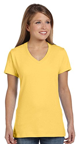 Hanes Women's Nano- V-Neck T-Shirt VINTAGE GOLD Small