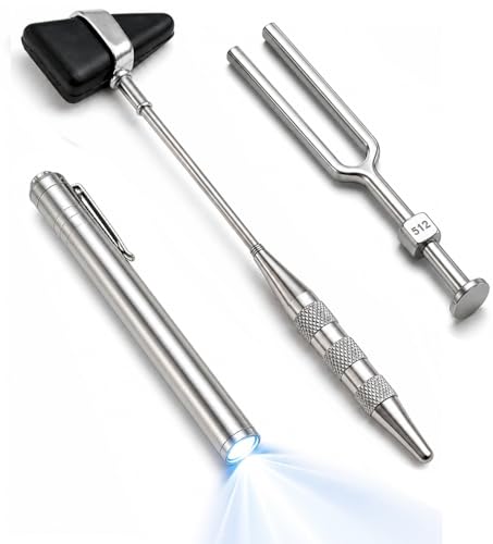 Image of HYZIK Medical & Examination Tools (Knee Hammer, Pen Torch & Tuning Fork 512Hz) for Doctor | Nurses | Medical Students Uses