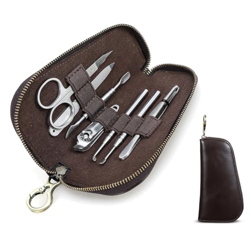 Trousse de manucure en cuir pleine fleur fait main pour voyage et soin