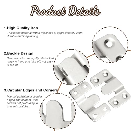Image of MroMax 30PCS Flush Mount Bracket 2.2 inch x 1.18 inch Interlocking Photo Frame Hook Zinc Plated Wall Mount Clip Hook for Picture Display Art Gallery Wall Mount Hardware Silver